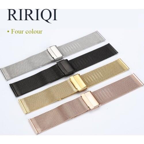 Stainless Steel Watch Strap Multiple specifications Mesh strap Double insurance buckle Watch Band 4 Colors