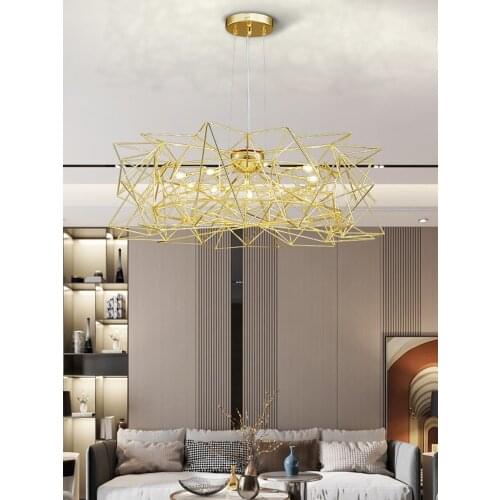 Nordic industrial style luxury dining room chandelier simple personality model room creative stainless steel bedroom lamps