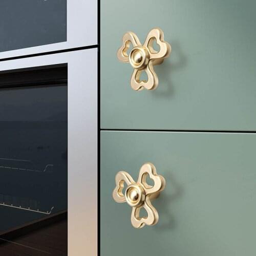 Single hole drawer knobs and pulls Golden Top rotary zinc alloy cupboard cabinet handles door knocker kitchen accessories