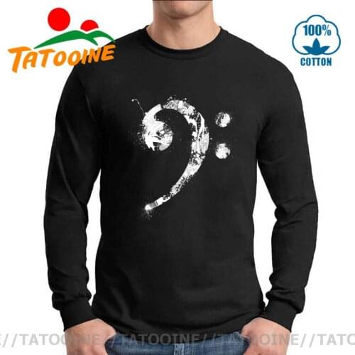 Long Sleeve Bass Ink Chinese Style T-Shirt Funny Bass Guitar HipHop Music T Shirt men Trend Streetwear Gift Fashion Party Tshirt