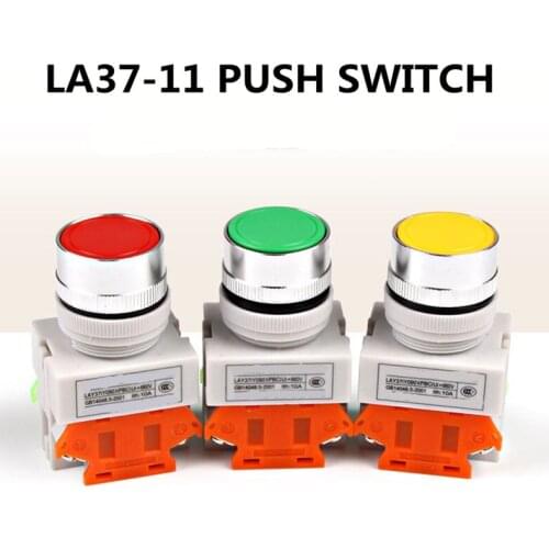 22mm Self-Resetting LAY37-11BN Push Button Switch Silver Contacts Momentary Normally Open/Normally Close 4 screws
