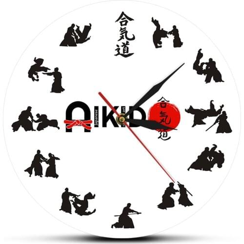 The Seven Virtues Of Bushido Eastern Fight Style Aikido Wall Clock Japanese Martial Art Fighting Sport Dojo Decor Silent Clock