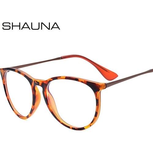 SHAUNA Retro Anti-Blue Light Computer Glasses Brand Designer Round Optical Frames