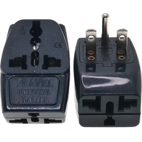 North American NEMA 6-15P 3 Way Multi Outlet Electrical Plug Adapterconvert US/AU/EU/UK/China... Black Color