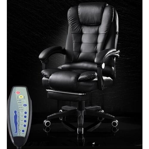 Office Boss Chair PU Leather Rotatable Lift Massage Chair With Footrest Household Reclining Chair Ergonomic Computer Armchair
