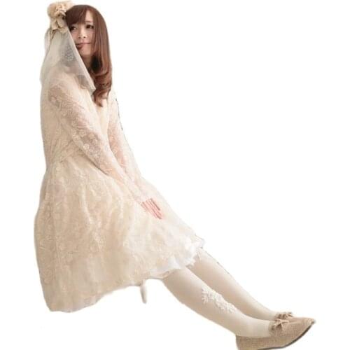 Spring dress lace long sleeve rull embroidery cute mori girl lolita patchwork linen cotton Japanese style robe femme bohemia