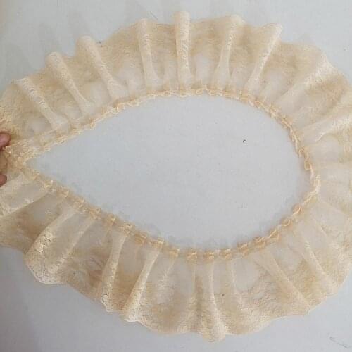 1M Embroidery Flower Lace Fabric Beige Guipure Tulle Lace Trim 8cm DIY Sewing Lace Ribbon Clothes Dress Decoration Crafts QT25