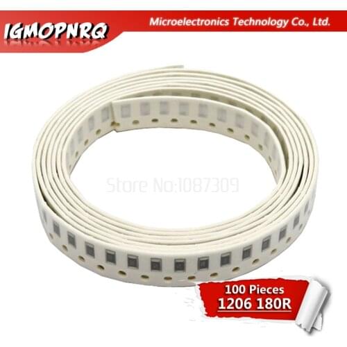 100PCS 1206 SMD Resistor 5% 180 ohm chip resistor 0.25W 1/4W 180R 181