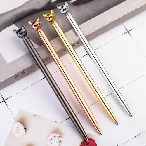 20 Pcs Per Set Fox Head Metal Pen Ballpoint Pen Fashion Gift Pen Student Stationery Wholesale