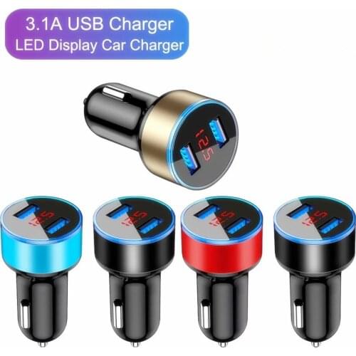 100PCS Safety Hammer car charger Alloy Car Charger Dual usb Ports Auto Car Chargers For smart phone for samsung s8 s9 s10