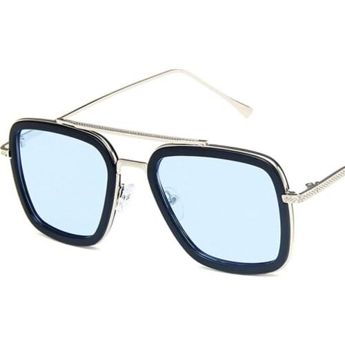 2021 Vintage Flat Top Sunglasses Mens Brand Designer Eyeglasses Female Fashion Metal Big Square Steampunk Shades For Men UV400