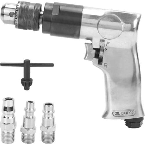 3/8in Pneumatic Drill CW and CCW Handheld Alloy Steel Drilling Machine with Wrench Air Nozzle Pneumatic Tools