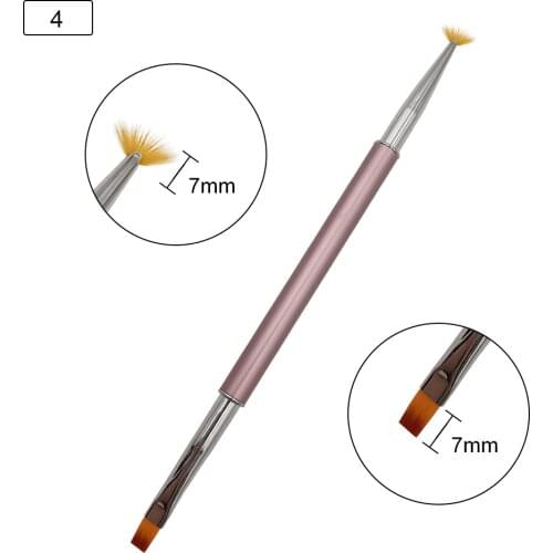4pcs/set Nail Brush Nail Art Tools Brushes Double Head 4 Color Handle Drawing Paint Liner Flat Brush Pen UV Gel Polish Tips