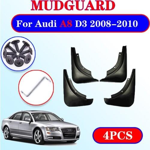 4 PCS Front Rear Car Mudflap for Audi A8 D3 2008 2009 2010 Fender Mud Guard Flap Splash Flaps Mudguards Accessories 2nd 2 Gen