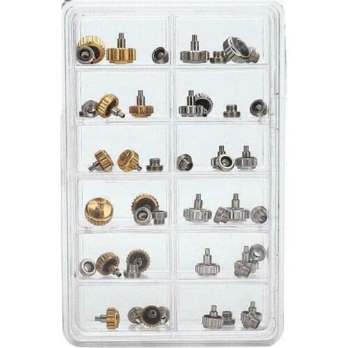 40PCS Durable Metal Watch Crowns Waterproof Silver Gold Color Assorted Replacement For Watch Repair Tool Parts