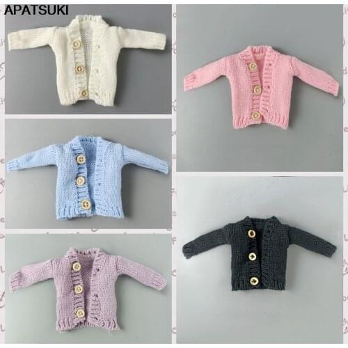 5pcs/lot Fashion Knitted Coat Sweater For Barbie Doll Clothes Winter Warm Outfits Tops 1/6 BJD Dollhouse Accessories Kid DIY Toy