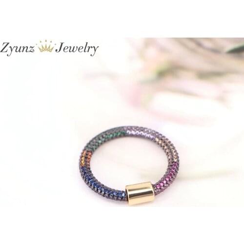 5PCS, Rainbow CZ Micro pave Circle Screw Clasp, Lock clasp , Rainbow Zircon clasp DIY pendant , Jewelry Findings