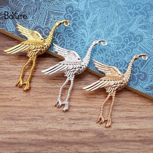 BoYuTe Wholesale 20Pcs Metal Alloy 50*64MM Crane Pendant Jewelry Materials Diy Hand Made Accessories Parts