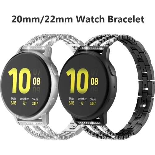 Jewelry Watchband for Samsung Galaxy Watch 3 Band 41mm 42mm 45mm 46mm Gear S2 S3 Strap Bling Metal Bracelet 20mm 22mm Wristband