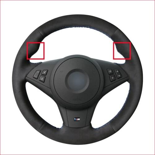 Black Suede Car Steering Wheel Cover for BMW E60 E63 E64 Cabrio M6 2005 2006 2007 2008 2009 2010 Accessories