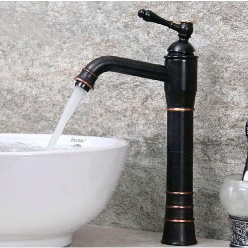 Black Oil Rubbed Bronze Single Lever Handle Bathroom Vessel Sink Basin Faucet Mixer Taps anf299