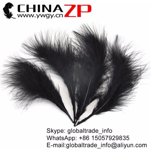 CHINAZP Factory Exporting 200pcs/lot Good Quality Dyed Black Loose Turkey Marabou Plumage Feathers