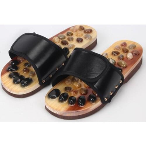 Men Home Massage Slippers Natural Pebble Stone Foot Massage Foot Massage Slides Indoor Slippers Snug Health Shoes Unisex Slides