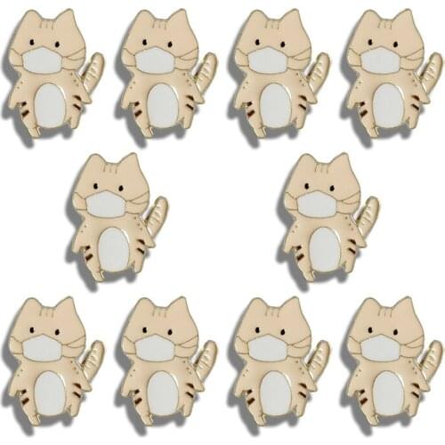 10Pcs/Lot Animal Enamel Brooch Custom Alloy Badge Cartoon Tiger Lapel Pin For Backpacks Coat Jewelry Gift Scarf Buckle