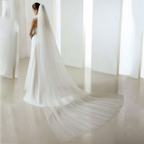 Veu De Noiva White Ivory Wedding Veil Layer 2 Cut Edge Chapel Length Bridal Veil With Comb Velos De Novia