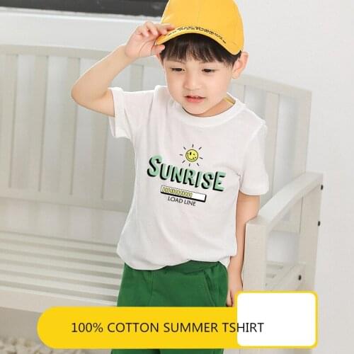 Boys & Girls Cartoon T-shirts Kids Sunrise Print T Shirt for Boys Children Summer Short Sleeve T-shirt Cotton Tops Clothing 2-10