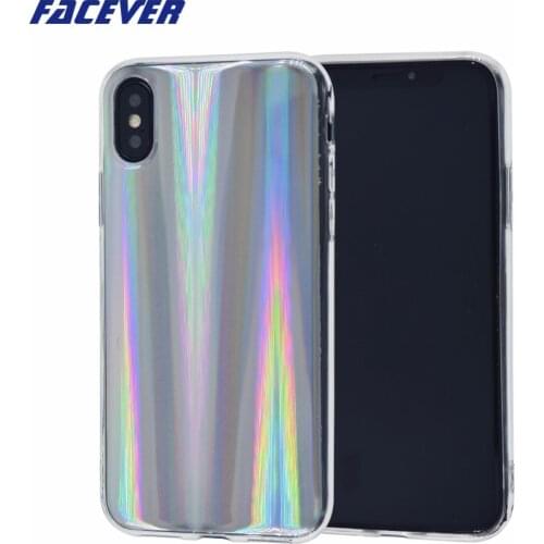 Facever Laser Beam Holographic Rainbow Phone Case For iPhone X 10 5.8 inch Hologram Reflective Shiny Colorful Soft Silicon Cover