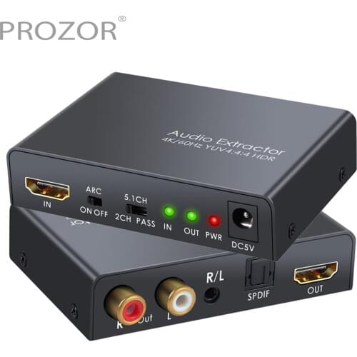 HDMI-compatible 2.0 Audio Extractor Splitter Ultra HD 4K/60Hz YUV 4:4:4 HDR HDMI-compatible to HDTV Optical RCA Output Converter