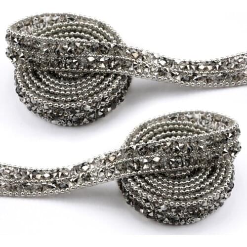 Exquisite Rhinestones Decoration Trim Banding Wholesale Garment Accessories, Dress Shoes Hat Jet Hematite Crystal Band