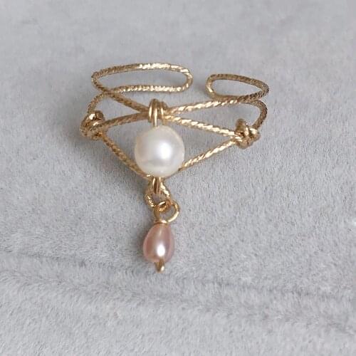 Handmade Natural Pearl Rings Adjustable Ring Gold Filled Jewelry Birthday Gift Boho Anillos Mujer Bague Femme Rings For Women