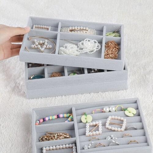 Fashion Portable Velvet Jewelry Ring Jewelry Display Organizer Box Tray Holder Earring Jewelry Storage Case Showcase