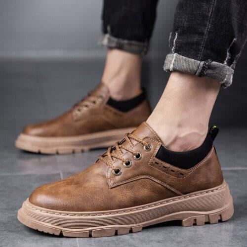 2020 Autumn Handmade Breathable British Low-Top Work Shoes Mens Dress Flats Sneakers Casual Leather Martin Shoes