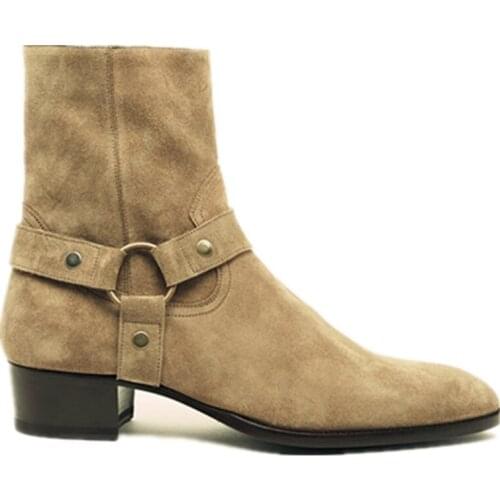 New Exclusive handmade quality waytt harry men buckle strap suede Boots wedge new color factory sale dropship boots