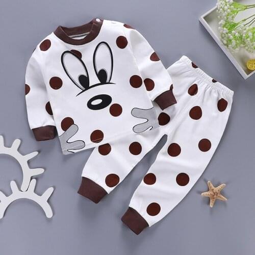 New Childrens Clothing Sets Autumn Cotton Baby Boys Sleepwear Sets Kids Girls Long Sleeve T-shirt+pants 2 Piece Sets