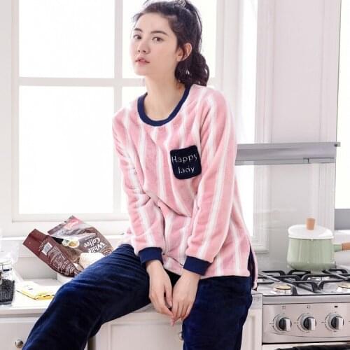 Pajamas Autumn and Winter Coral Velvet Long Sleeves Home Clothing Flannelette Thickened Winter Large Size Velvet Warm Suit