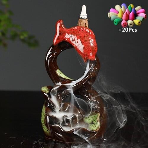 Fish Lotus Pond Of Night Handmade Purple Clay Incense Burner Backflow Incense Holder Home Decorate Ceramic Handiwork