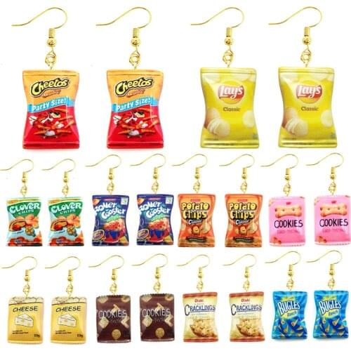 Earring For Women Resin Drop Custom Made Handmade Cute Girls Gift Eardrop Funny French Fries Cheese Chips Food Snacks
