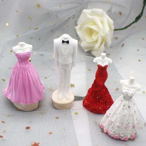 Silicone mold three-dimensional skirt dress suit wedding gypsum decoration cake decoration scented candle handmade soap