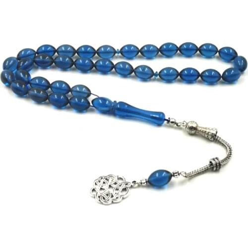 Blue Tasbih 33 Resin Beads Metal tassel Special color Islam bracelet blue Mans Muslim rosary