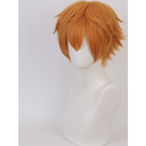 Toilet-Bound Jibaku Shounen Hanako-kun Minamoto Kou Short Orange Cosplay Synthetic Hair Halloween + Free Wig Cap