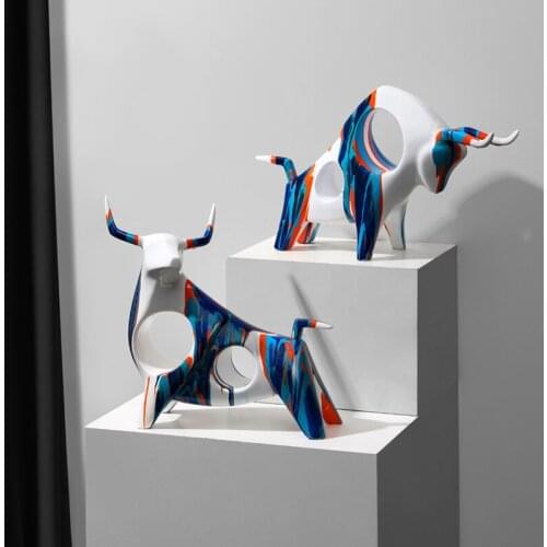 Nordic art camouflage cattle animal ornaments modern light luxury simple living room office model room soft decoration