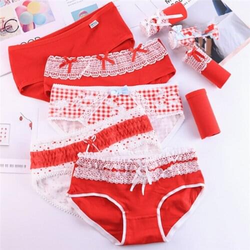 4Pcs/lot Panties Women Underwear Briefs Breathable Underpants Girls Soft Panty waist size girls briefs T-1-4