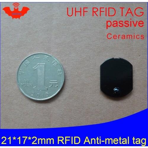 UHF RFID metal tag 915mhz 868mhz Alien Higgs3 EPCC1G2 6C casting 21*17*2mm thin rectangle Ceramics smart card passive RFID tags