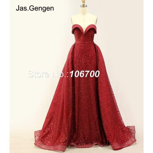 2018 Evening Dresses with Detachable Train Sweetheart Neck Glitter Fabric Shining Sleeveless Mermaid Prom Gowns 947