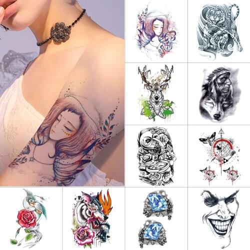 Arm temporary tattoo sticker Skull flower wolf tiger Waterproof fake tattoo for men and women Arms legs Body art tattoo