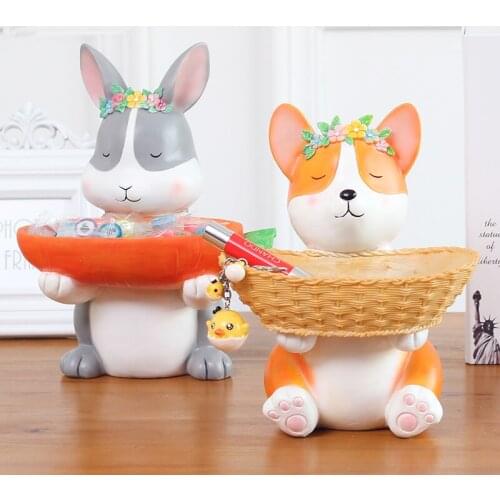 Fun small animal modeling resin flower pot cute dog rabbit chick Home storage decoration Plant pot